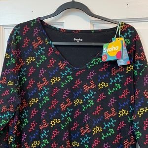 NWT Rainbow Neurotransmitter Molecules on Black Svaha 2X Dress with POCKETS